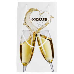 Petit Sac Cadeau Champagne Toast Bubbly Coeur