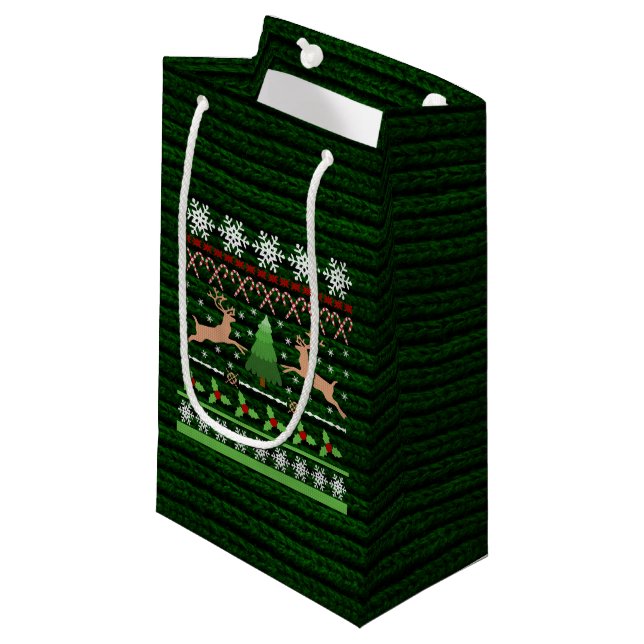 Petit Sac Cadeau Chandail de Noël moche amusant inspiré (Devant Angle)