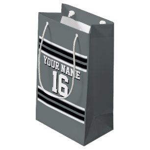 Petit Sac Cadeau Charcoal Black Wht Team Jersey Numéro personnalisé