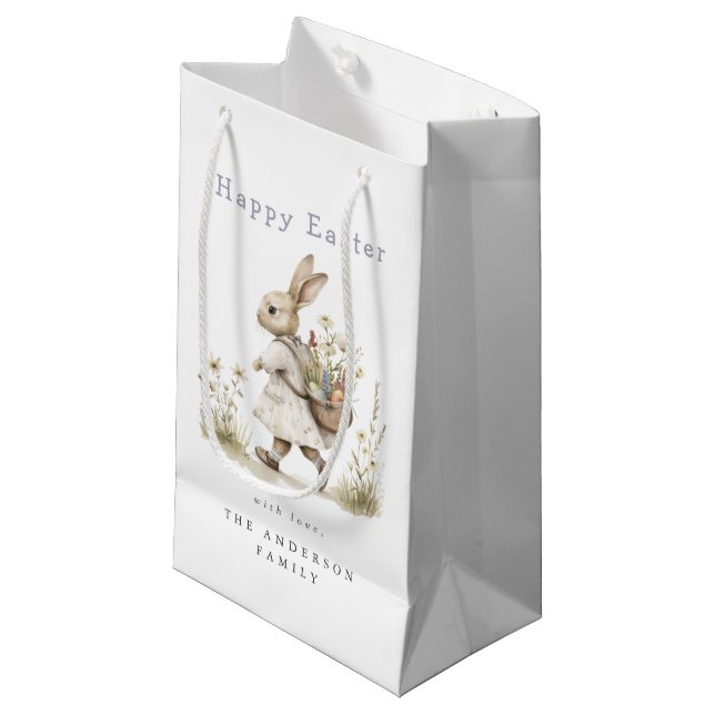 Petit Sac Cadeau Chasse aux œufs de Pâques à l'aquarelle (Devant Angle)