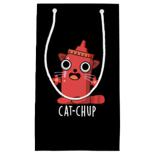 Petit Sac Cadeau Chat-chup Funny Ketchup Pun Dark BG