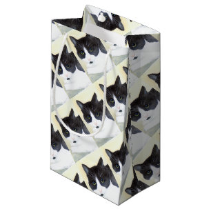 Petit Sac Cadeau Chat noir et blanc