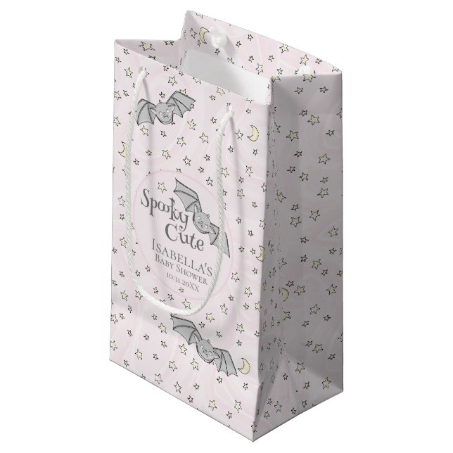 Petit Sac Cadeau Chauves-souris roses Éffrayant Baby shower mignon (Devant Angle)