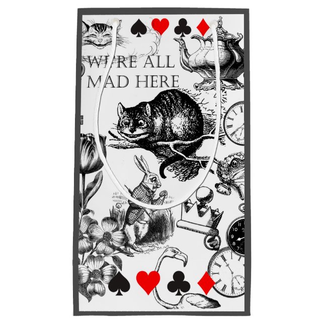 Petit Sac Cadeau Cheshire Chat classique alice au merveilleux fou (Devant)