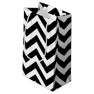 Petit Sac Cadeau Chevron horizontal noir et blanc de grande taille