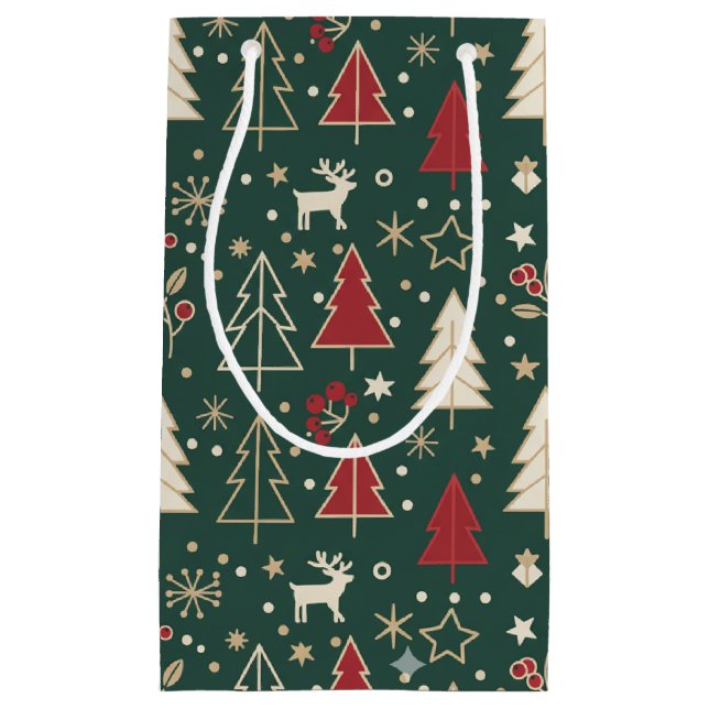 Petit Sac Cadeau Chic Nordic Winter Wonderland Seamless Pattern (Devant)