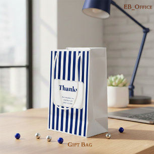 Petit Sac Cadeau Chic Rayures Verticales Bleu Marine Entreprise