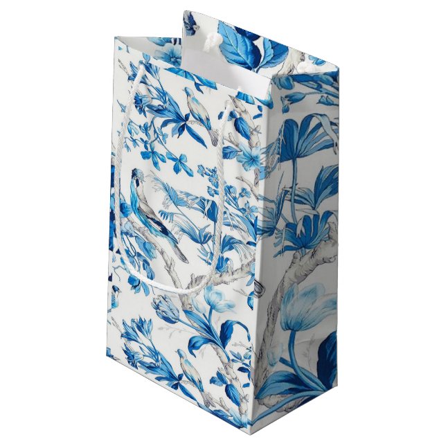 Petit Sac Cadeau Chinois blanc et bleu (Dos Angle)