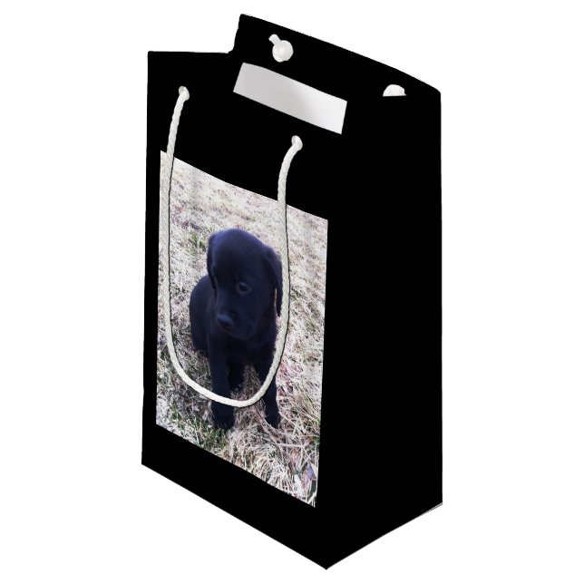 Petit Sac Cadeau Chiot noir de labrador retriever (Devant Angle)