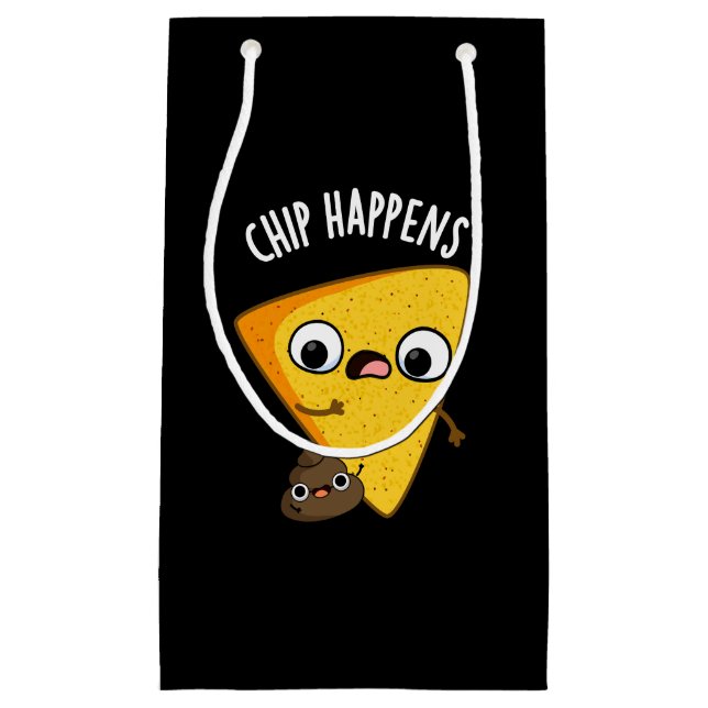 Petit Sac Cadeau Chip arrive drôle Poop Pun Dark BG (Devant)
