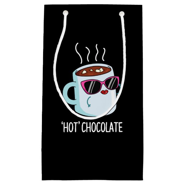 Petit Sac Cadeau Chocolat Chaud Drôle Boisson Pun Dark BG (Devant)