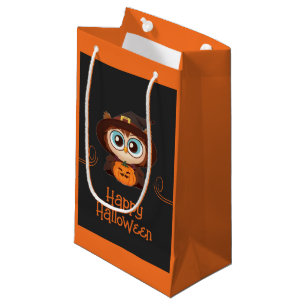 Petit Sac Cadeau Chouette/Automne/Automne/Halloween/citrouille