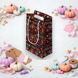 Petit Sac Cadeau Chouette de dessin animé violet foncé effrayant Ha
