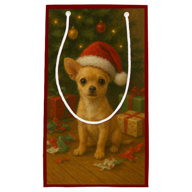 Petit Sac Cadeau Christmas Chihuahua Gift Bag (Devant)