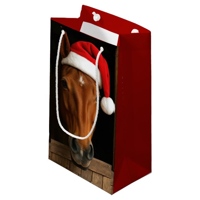Petit Sac Cadeau Christmas Horse In Stable Window (Devant Angle)