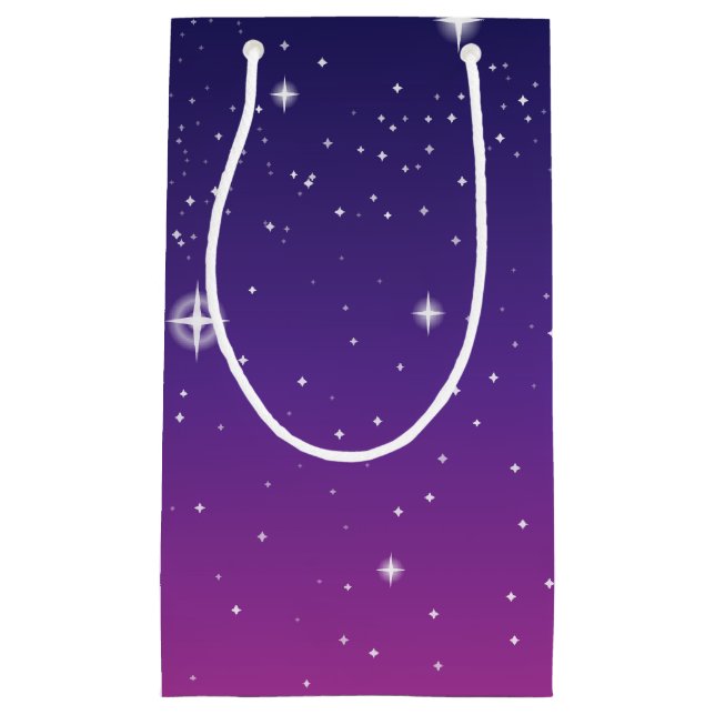 Petit Sac Cadeau Ciel nocturne étoilé violet foncé (Devant)