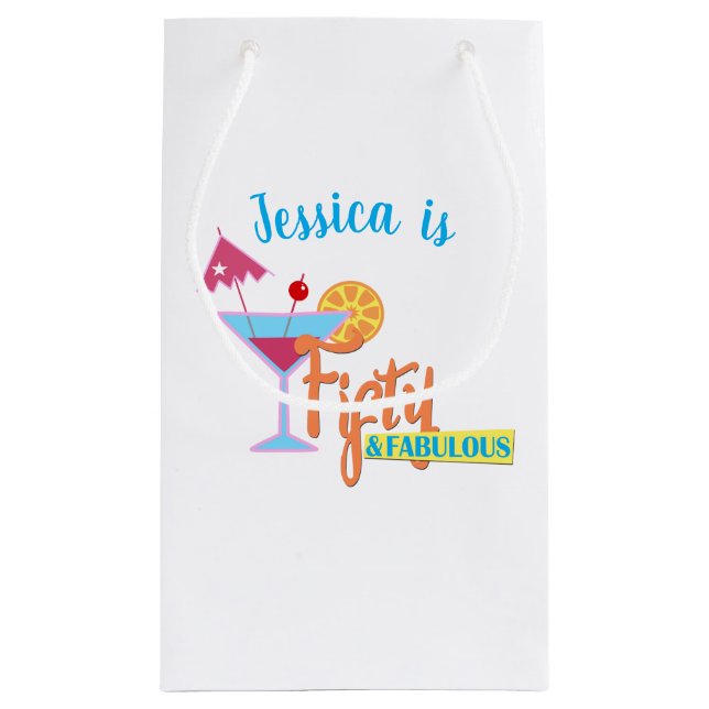 Petit Sac Cadeau Cinquante et fabuleux fête d'anniversaire Rétro (Dos)