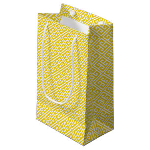Petit Sac Cadeau Citron jaune Motif grec