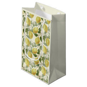 Petit Sac Cadeau Citrons jaunes vintage feuilles vertes simples san