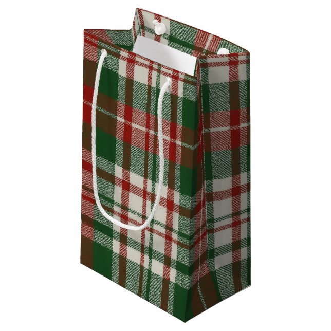 Petit Sac Cadeau Classic Christmas Plaid (Devant Angle)