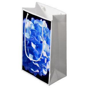 Petit Sac Cadeau Cobalt bleu floral élégant bleu hydrangées