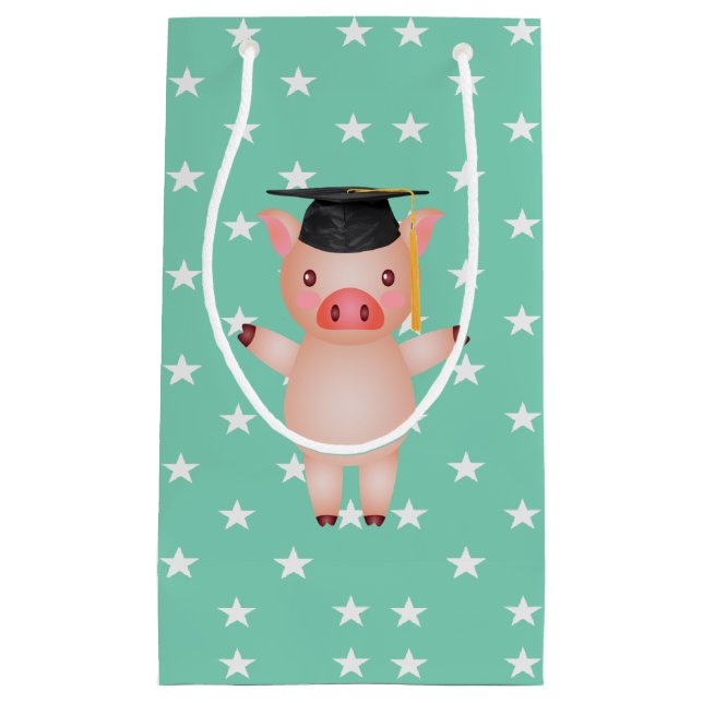 Petit Sac Cadeau Cochon et étoiles (Devant)