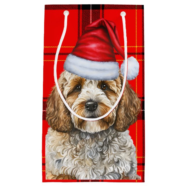 Petit Sac Cadeau Cockapoo Chien Rouge Fête Jour Jour Joué (Devant)