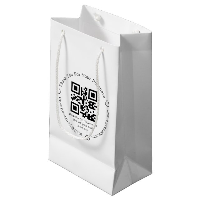 Petit Sac Cadeau code QR entreprise merci élégant  (Devant Angle)