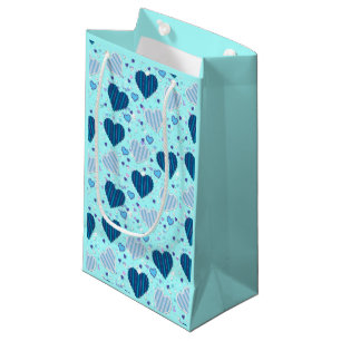 Petit Sac Cadeau Coeurs Colorés Avec Des Rayures