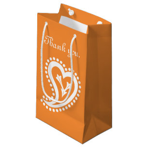 Petit Sac Cadeau Coeurs de paisley doux dans le sac-cadeau Orange