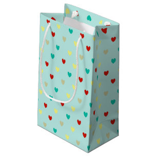 Petit Sac Cadeau Coeurs de polka minuscules sur le vert de la mer
