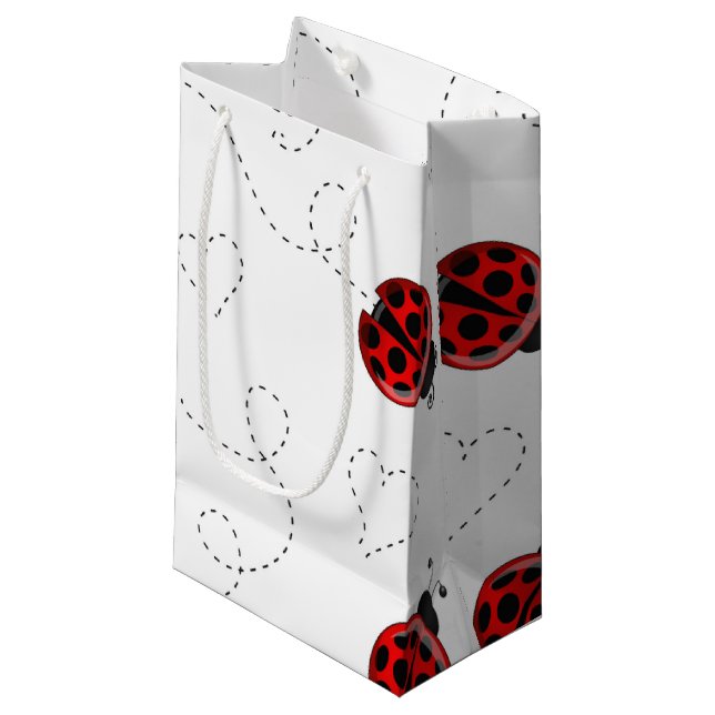 Petit Sac Cadeau Coeurs noirs de l'amant de l'insecte rouge Ladybug (Devant Angle)
