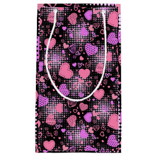 Petit Sac Cadeau Coeurs roses Motif 01 Black BG