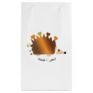 Petit Sac Cadeau Coincé sur vous Hérisson et Coeurs