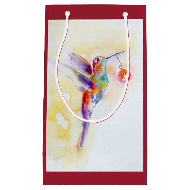Petit Sac Cadeau Colibri avec ornement (Devant)