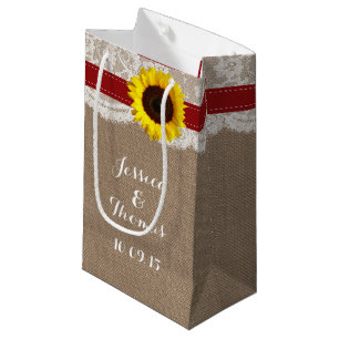 Petit Sac Cadeau Collection de Mariages de tournesol rustique - Rou