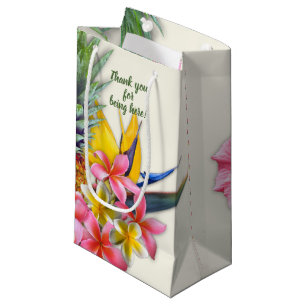 Petit Sac Cadeau Collection hawaïenne Ananas Fleurs Personnalisées