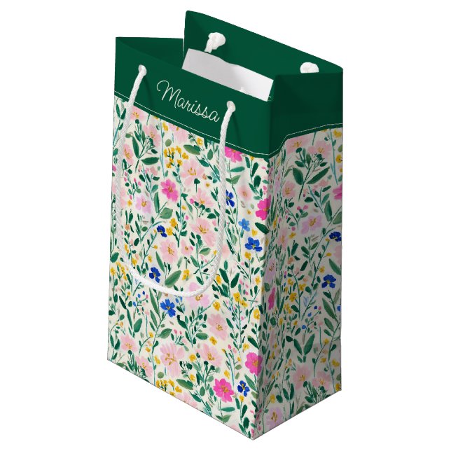 Petit Sac Cadeau Colorful Floral Personalized  (Dos Angle)