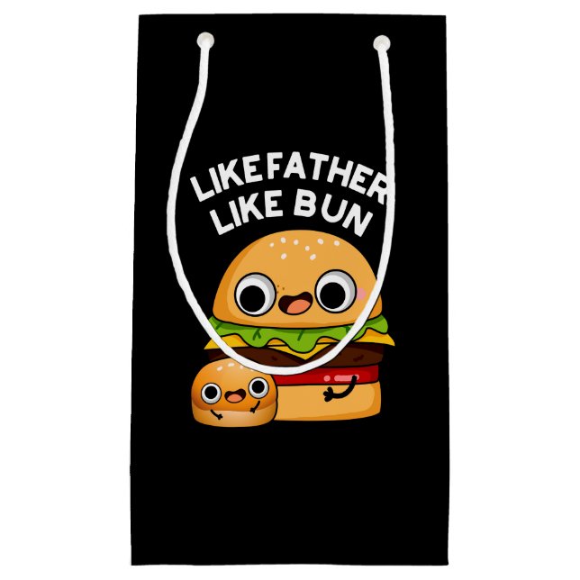 Petit Sac Cadeau Comme Père Comme Bun Funny Food Pun Dark BG (Devant)