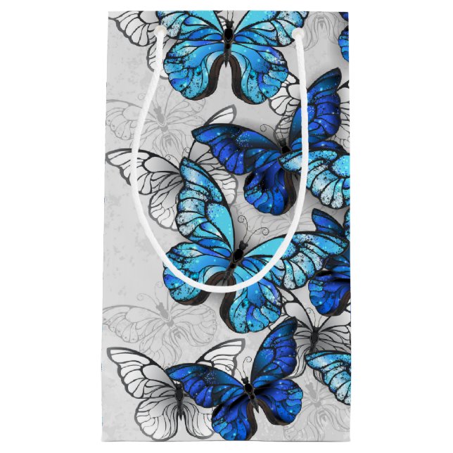 Petit Sac Cadeau Composition des papillons blancs et bleus (Devant)