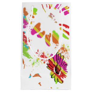 Petit Sac Cadeau Conception de rayure de daisy arc-en-ciel