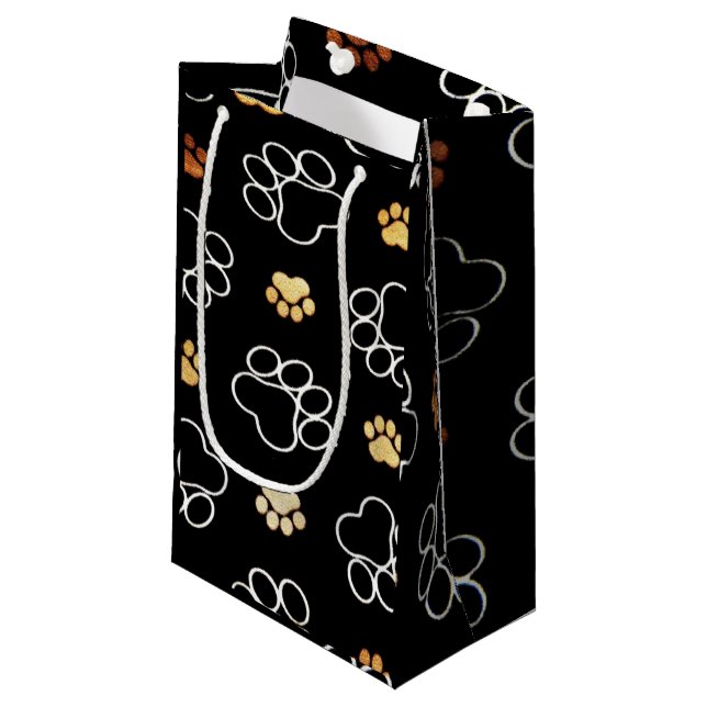 Petit Sac Cadeau Conception Empreinte de patte (Devant Angle)