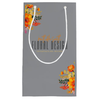 Petit Sac Cadeau Conception Florale Sophistiquée Fleurs Grises Oran