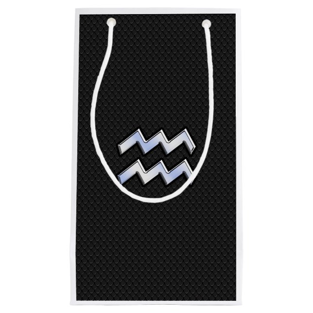 Petit Sac Cadeau Connexion moderne Silver Aquarius Zodiac Snake (Devant)