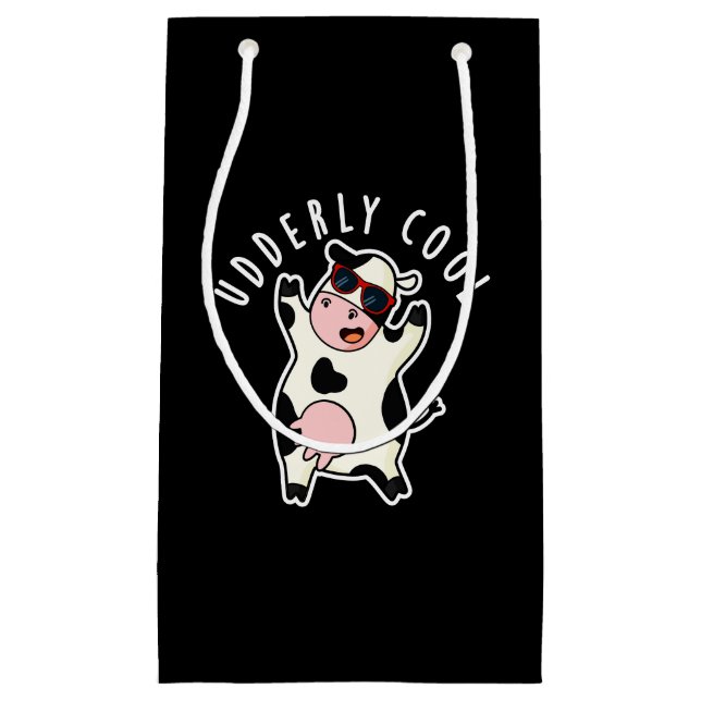 Petit Sac Cadeau Cool âgé Funny Cow Pun Dark BG (Devant)