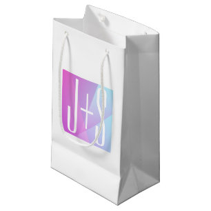 Petit Sac Cadeau Cool Géométrique rose et pourpre   Initiales de co