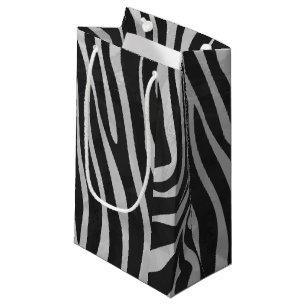 Petit Sac Cadeau Copie noire et gris-clair de zèbre