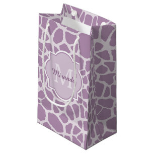 Petit Sac Cadeau Copie pourpre chic de girafe avec le monogramme et