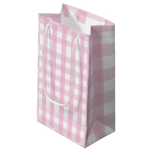 Petit Sac Cadeau Coquette Pink Plaid (Devant Angle)