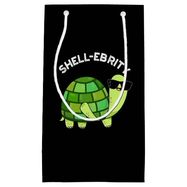 Petit Sac Cadeau Coquetterie célébrité Funny Tortoise Pun Dark BG (Devant)